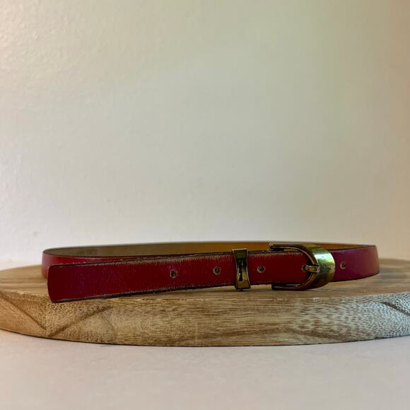 Vintage Liz Claiborne Red Genuine Saddle Leather Brass Buckle Belt Size Large main image 12